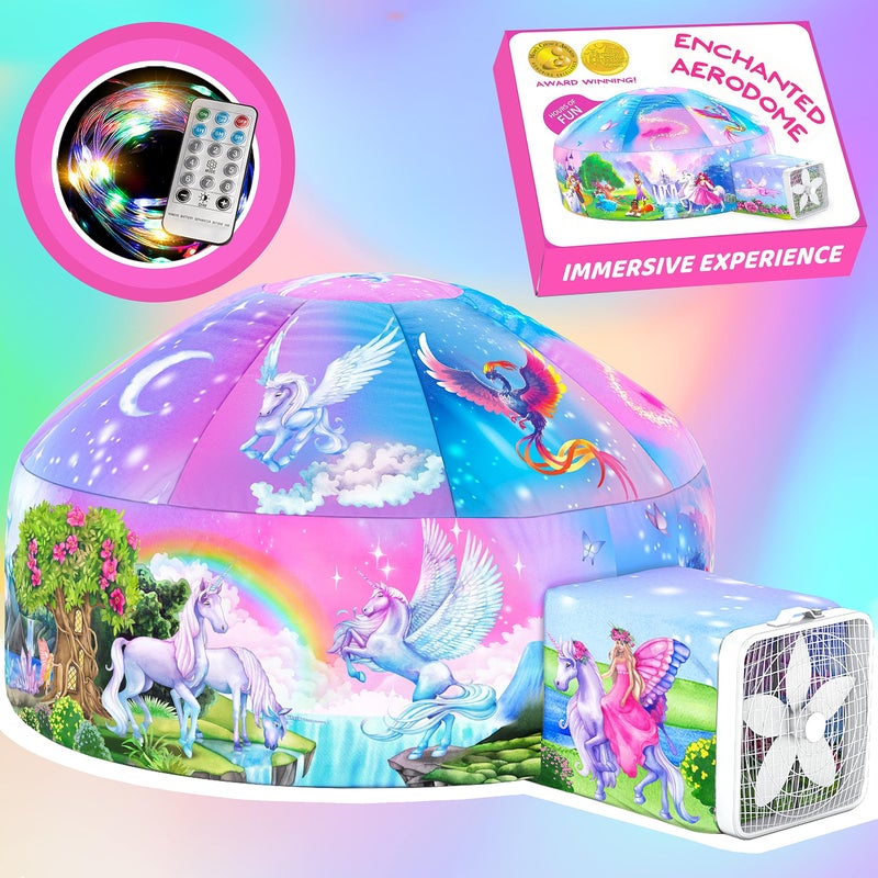 W&O WO Enchanted Aerodome with LED Lights  Inflatable Princess Castle for Kids Aged 312 Inflates in Seconds Creating an Immersive Fairytale Experience Fan Not Included - Image 2