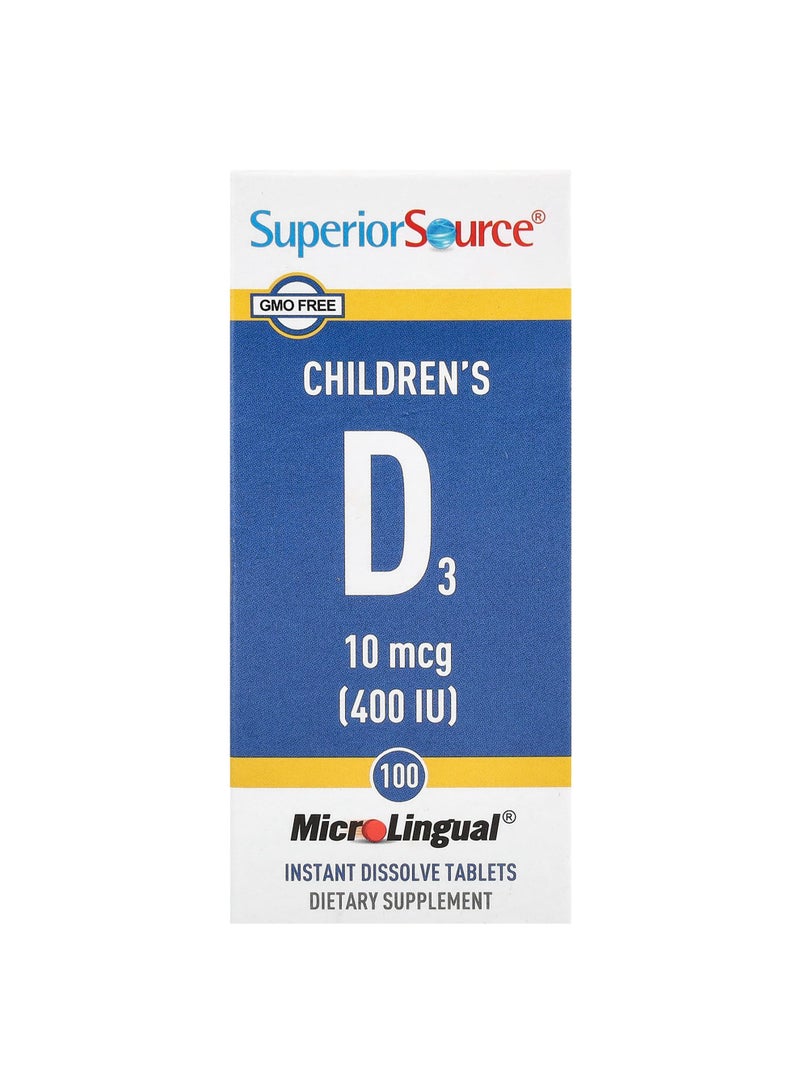 Children's D3, 10 mcg (400 IU), 100 MicroLingual® Instant Dissolve Tablets