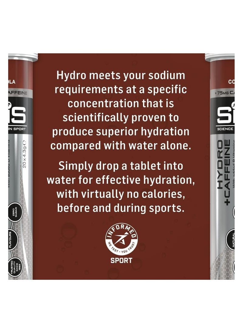 SIS - Hydro Electrolyte Tablets - With Added 75mg Caffeine, Sugar Free Hydration Tablets, Essential Electrolytes to Reduce Fatigue & Aid Rehydration, Cola Flavour, 60 Servings, 3 Pack - Image 1