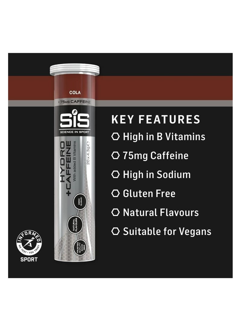 SIS - Hydro Electrolyte Tablets - With Added 75mg Caffeine, Sugar Free Hydration Tablets, Essential Electrolytes to Reduce Fatigue & Aid Rehydration, Cola Flavour, 60 Servings, 3 Pack - Image 1