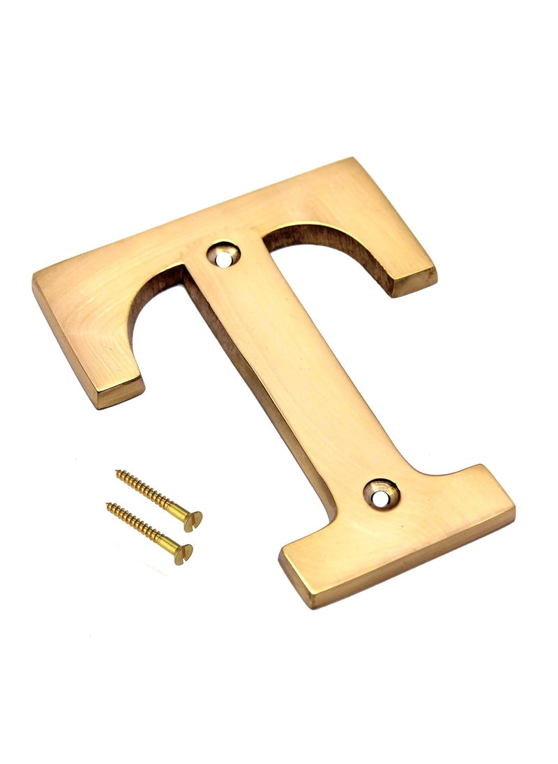 ESPLANADE eSplanade Brass House Hotel Door Name Alphabets Wall Door Plaque Alphabet Letter Golden 4 Inches T Alphabet 4  - Image 2