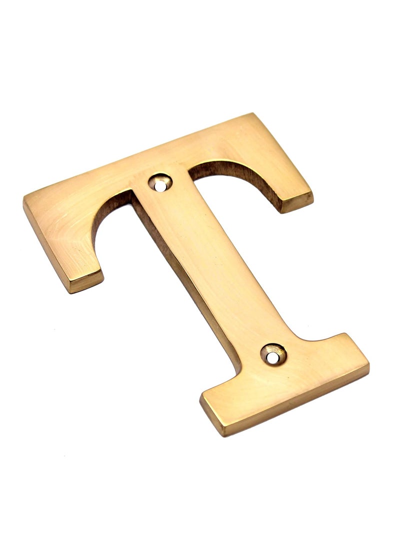ESPLANADE eSplanade Brass House Hotel Door Name Alphabets Wall Door Plaque Alphabet Letter Golden 4 Inches T Alphabet 4  - Image 3