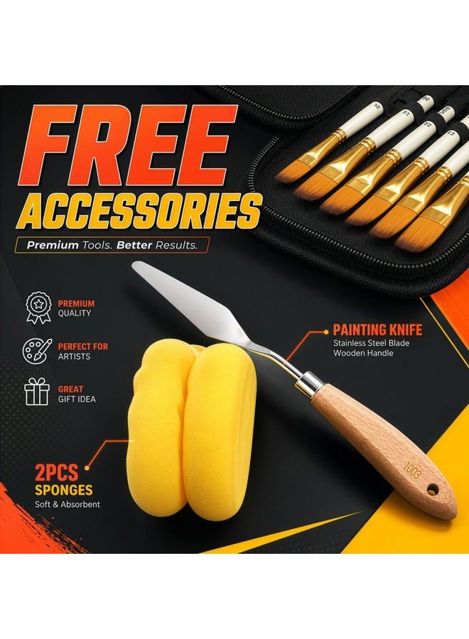 DUGATO Artist Paint Brush Set 15pcs Includes Pop-up Carrying Case with Painting Knife and 2 Sponges for Acrylic, Oil, Watercolor, Art, Scale Model, Face, Paint by Numbers - Image 5