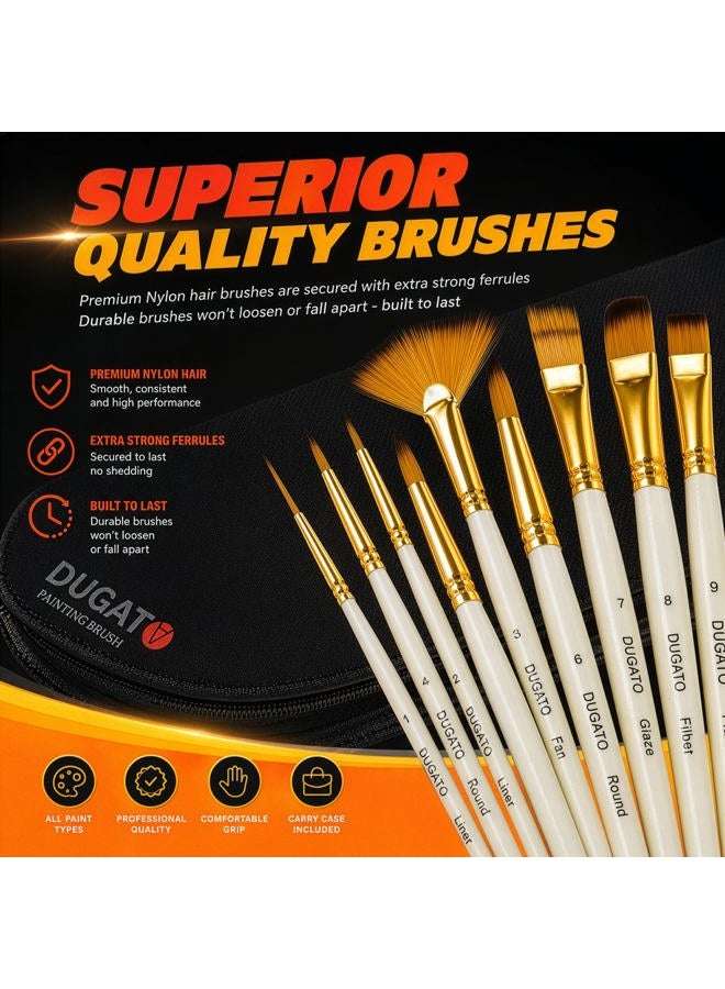 DUGATO Artist Paint Brush Set 15pcs Includes Pop-up Carrying Case with Painting Knife and 2 Sponges for Acrylic, Oil, Watercolor, Art, Scale Model, Face, Paint by Numbers - Image 4