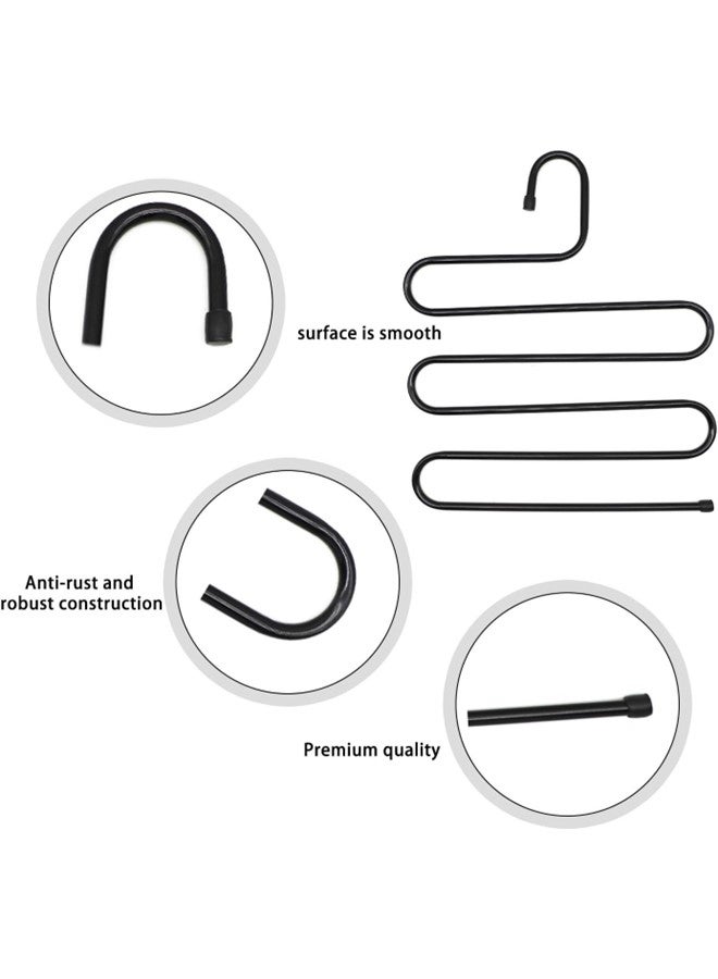 We Happy S Shape Clothes Hanger, 5 layers Pants Ties Multipurpose Stainless Steel Storage Space Saving Organizer, Black (Pack of 6) - Image 2