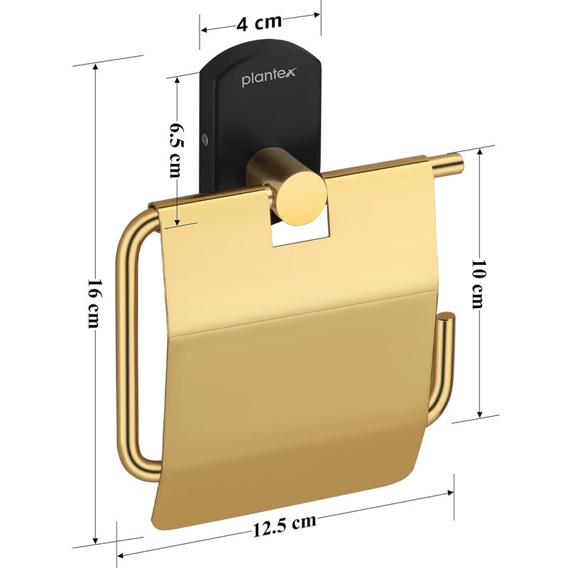 Plantex Toilet Paper Holder for BathroomTissue Roll Holder for Washroom304 Stainless Steel Bathroom Accessories Parv Gold Black - Image 3
