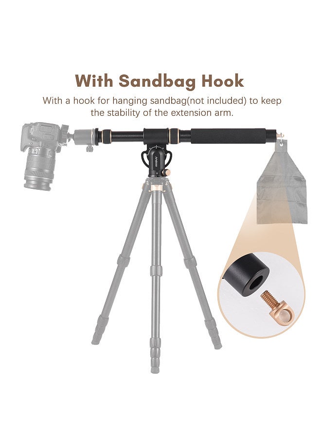 ANDOER Universal Tripod Extension Arm Aluminum Alloy Detachable Extender Horizontal Centre Column for Tripod 48-106cm Retractable Tripod Boom Arm with 360° Rotatable Base 5kg Load Capacity  - Image 3