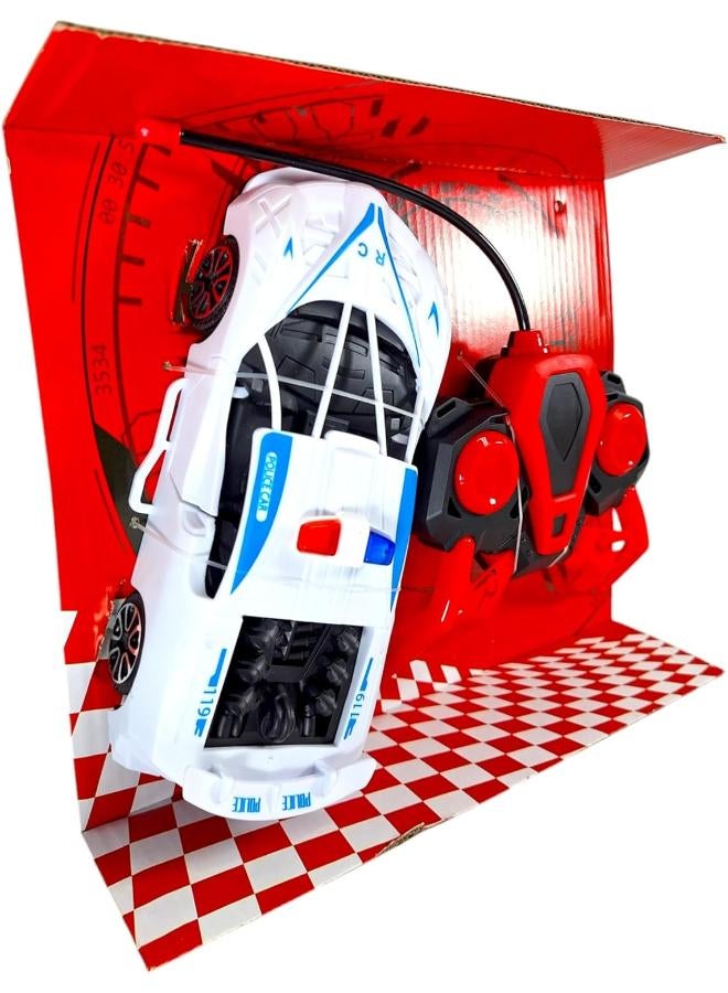 GTG TOYS Remote Control Police Car with Music, White - Image 1