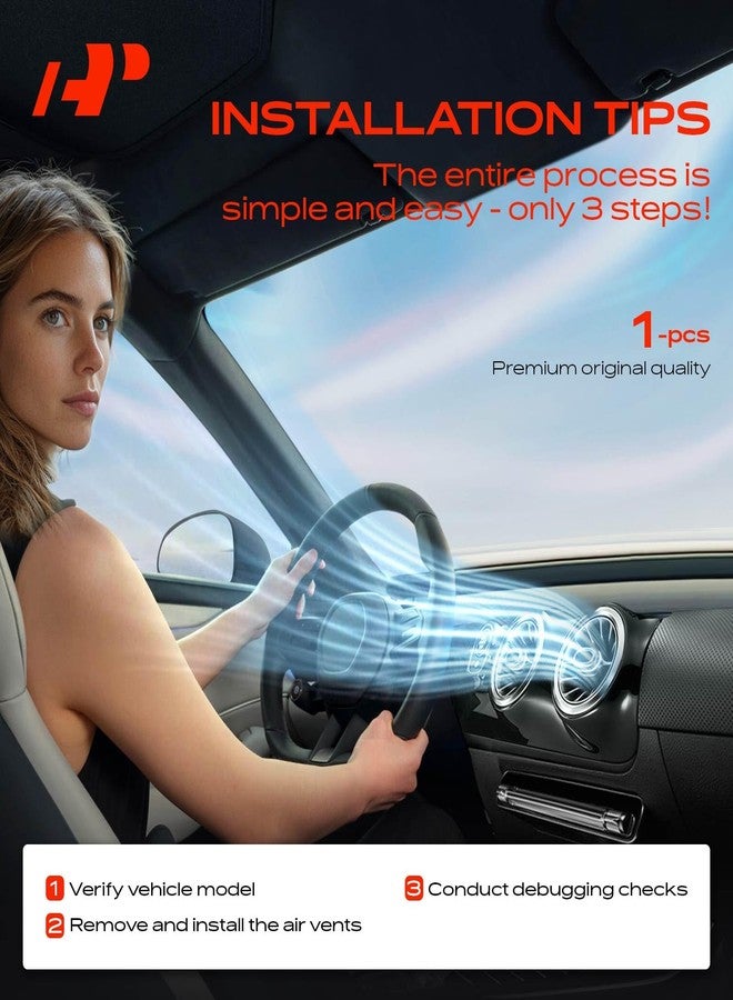 أ-بريميوم فتحة تهوية مكيف الهواء المركزي A-Premium للوحة القيادة، متوافقة مع سيارات مرسيدس بنز C180 (2011-2014)، C200/C250 (2010-2014)، C230/C280 (2007-2009)، C300/C63 AMG (2008-2014)، C350 (2007-2014)، لوحة القيادة المركزية - Image 4