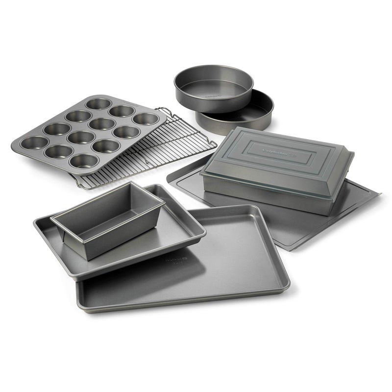Calphalon 10-Piece Nonstick Bakeware Set Includes Baking Sheet Cookie Sheet Cake Pans Muffin Pan and More Dishwasher Safe Silver - Image 1