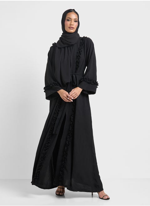 Abaya With Ruffled Border & Sheila