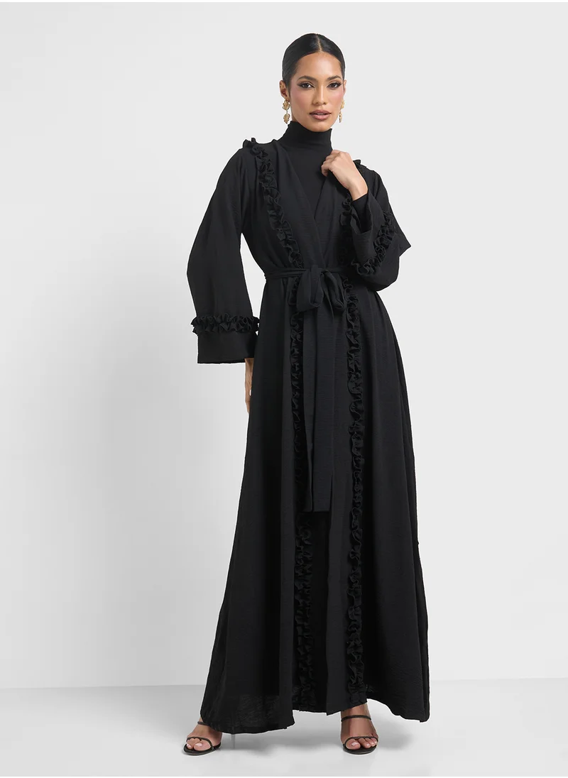 Khizana Abaya With Ruffled Border & Sheila