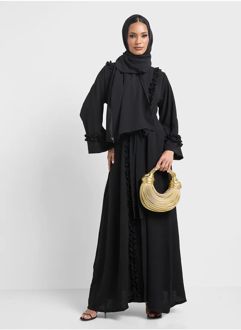 Khizana Abaya With Ruffled Border & Sheila