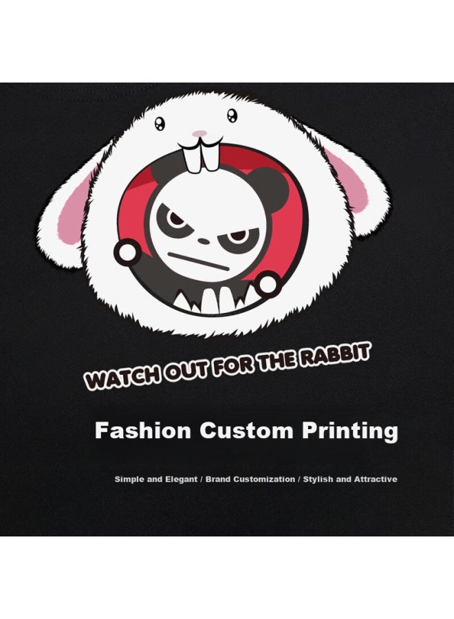 Hipanda o Panda Long Sleeve T-shirt Women Autumn Cotton Fashion Printed Soft Slim Fit Black 2XL - Image 2