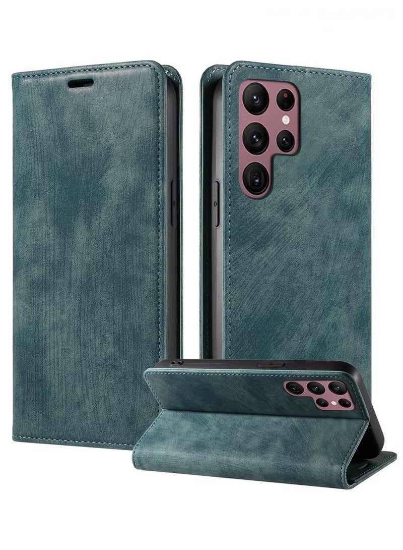 لحافظة Samsung Galaxy S24 Ultra ، غطاء محفظة جلدية فاخرة ، جراب محفظة جلدية بتصميم كلاسيكي مع فتحة بطاقة وحافظة قابلة للطي بوجه مغناطيسي لغطاء هاتف Galaxy S24 Ultra مقاس 6.8 بوصة - Image 1