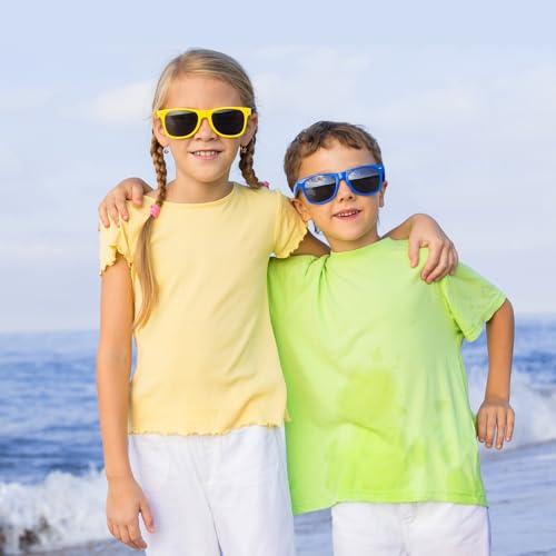 Morcheiong 8 Pack Kids Sunglasses Neon Colors Sunglasses，Sunglasses Party Favors Goody Bag Fillers Fun Gift for Birthday Party Beach Pool Party - Image 5