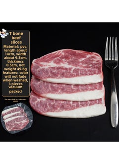 Raw Steak Model Fake Fresh Meat Props Western Cold And Beef Snowflake Tomahawk Denim Bone Barbecue Slices Western Food Ornaments-Color:T Bone Beef Slices (3 Pieces Per Bag)