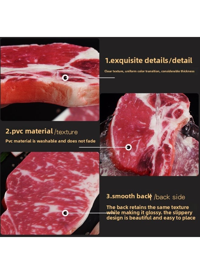 Generic - Raw Steak Model Fake Fresh Meat Props Western Cold And Beef Snowflake Tomahawk Denim Bone Barbecue Slices Western Food Ornaments-Color:T Bone Beef Slices (3 Pieces Per Bag) - Image 1