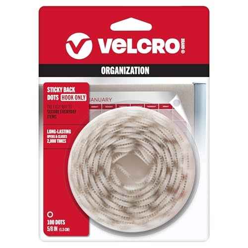 VELCRO Brand - Sticky Back Fasteners, Hook Side Only | Perfect for Home or Office | 5/8in Coins | Pack of 100 | White - Image 1