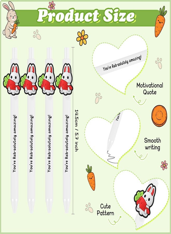 Landical 12 Set Easter Pens Gifts Bulk Bunny Ballpoint Pens with Inspirational Card Rabbit Carrot Pen Easter Holiday Party Favor Office Home Supplies for Employee Coworker Staff Teacher Student - Image 2