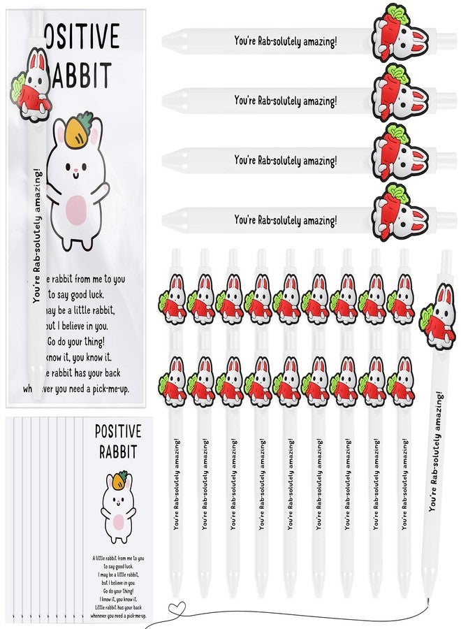 Landical 12 Set Easter Pens Gifts Bulk Bunny Ballpoint Pens with Inspirational Card Rabbit Carrot Pen Easter Holiday Party Favor Office Home Supplies for Employee Coworker Staff Teacher Student - Image 1