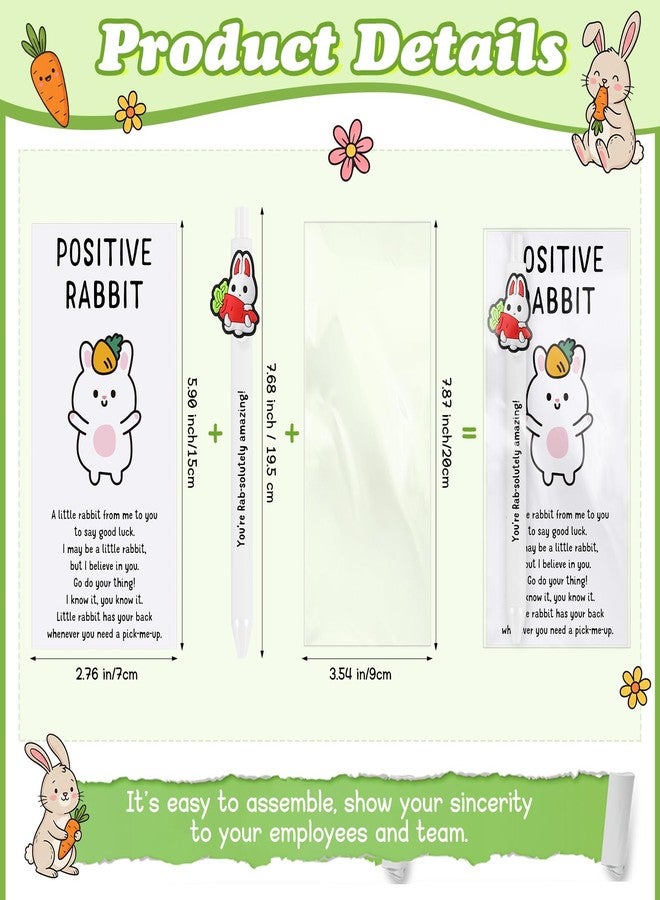 Landical 12 Set Easter Pens Gifts Bulk Bunny Ballpoint Pens with Inspirational Card Rabbit Carrot Pen Easter Holiday Party Favor Office Home Supplies for Employee Coworker Staff Teacher Student - Image 3