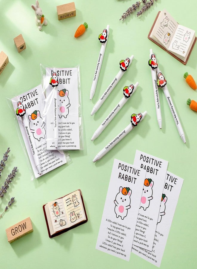 Landical 12 Set Easter Pens Gifts Bulk Bunny Ballpoint Pens with Inspirational Card Rabbit Carrot Pen Easter Holiday Party Favor Office Home Supplies for Employee Coworker Staff Teacher Student - Image 4