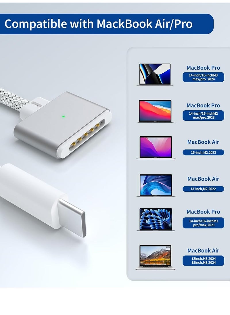 Bukela 140W USB-C To Magnetic 3 Cable,6.6FT/2M Magnetic Charging Cable For MacBook Air 2024 M3 13/15 inch,MacBook Air 2022/2023 M2,MacBook Pro 2023 M2 Pro & Max 14"16",MacBook Pro 2021 M1 & Max 14"16"  - Image 3