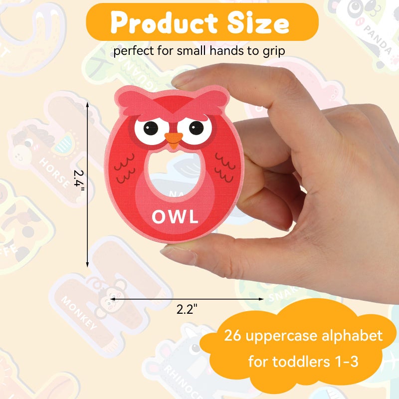 MOWPOG Magnetic Letters, 26 Animal Alphabet Magnets, Fun Preschool Learning Toy, Large Fridge Magnets for Spelling Games, Ideal Educational Gift for Toddlers (Uppercase Letter) - Image 2