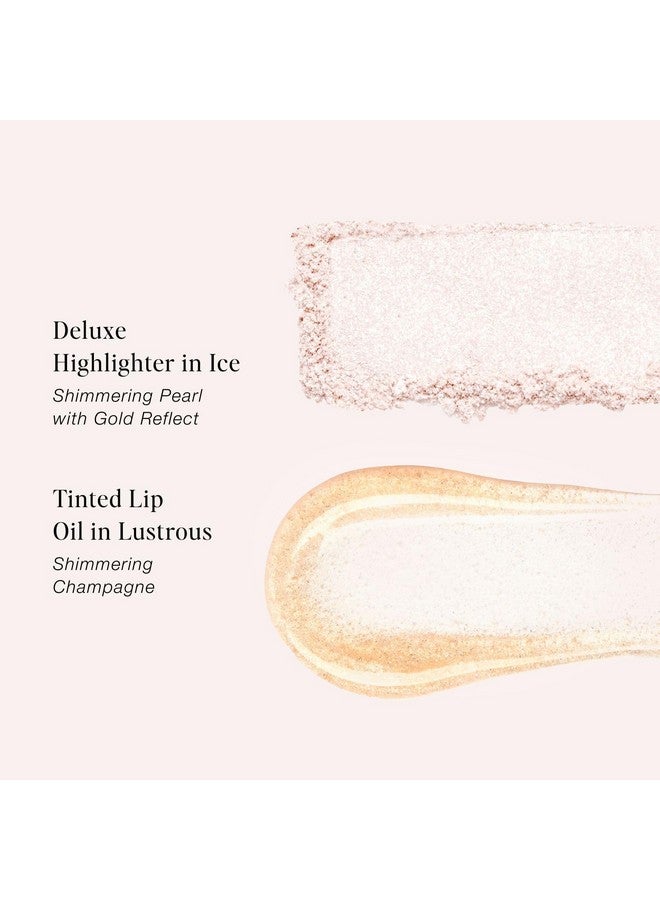 جوير مجموعة الخدود والشفاه Glow On La Go - هايلايتر ثلجي فاخر + زيت شفاه ملون لامع من الألماس - بودرة هايلايتر للوجه - بودرة مضيئة وزيت شفاه لامع - Image 3