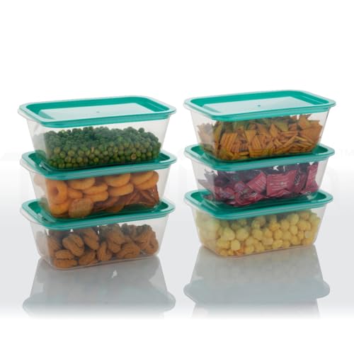 TRUBILLION CrystalFresh Set of 6 Fridge Storage Containers with Lids 1100ml Freezer Safe BPA Free Food Grade Stackable Transparent Boxes for Vegetables Fruits Snacks Kitchen Made in India - Image 1