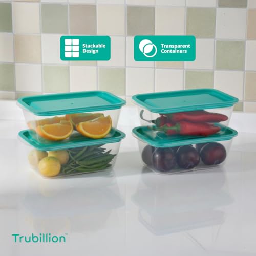 TRUBILLION CrystalFresh Set of 6 Fridge Storage Containers with Lids 1100ml Freezer Safe BPA Free Food Grade Stackable Transparent Boxes for Vegetables Fruits Snacks Kitchen Made in India - Image 2