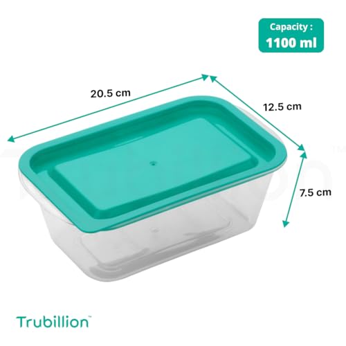 TRUBILLION CrystalFresh Set of 6 Fridge Storage Containers with Lids 1100ml Freezer Safe BPA Free Food Grade Stackable Transparent Boxes for Vegetables Fruits Snacks Kitchen Made in India - Image 4