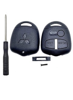 althiqahkey Cutting Not Required Fob for Mitsubishi Lancer EX Evolution Grandis Outlander Fob No Key Blade Car Remote Key Shell Case (3 Buttons) 