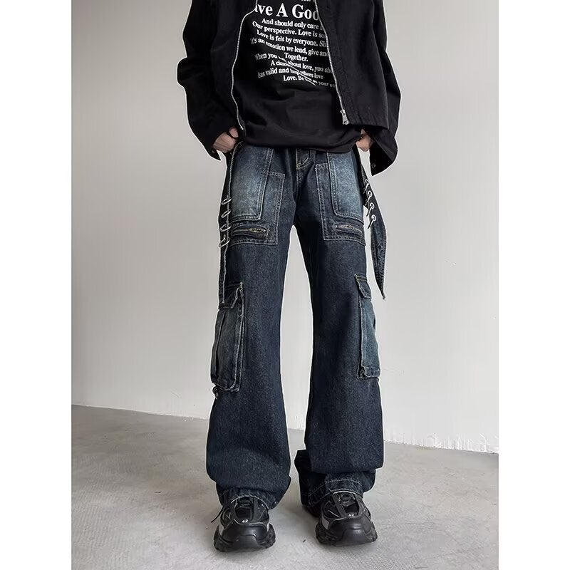 Unisex Classic Denim Jeans Loose Fit Daily Outdoor Wear - Image 4