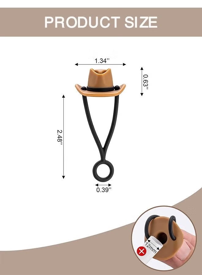 4Pcs Silicone Straw Cover Cap for Stanley Cup Compatible with 30 and 40 Oz Tumbler Handles 10mm 0.4in Dust Proof Reusable Straw Tips Lids Silicone Cowboy Hat Straw Covers Cap for Man & Woman Gift - Image 5
