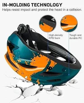 FASTPED Helmet with LED Safety Rear Light Detachable Magnetic Cycling Helmet (Orange) - Image 3