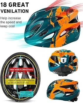 FASTPED Helmet with LED Safety Rear Light Detachable Magnetic Cycling Helmet (Orange) - Image 2