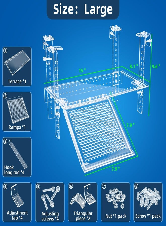 RunDuck Turtle Docks Large Adjustable Turtle Basking Platform for Aquatic Turtles, Design for Tanks 0.3"-2" Thick, Stable Construction,Slip-Resistant Ramp,Adjustable Ramp Direction (15'' x 8.1'') - Image 2