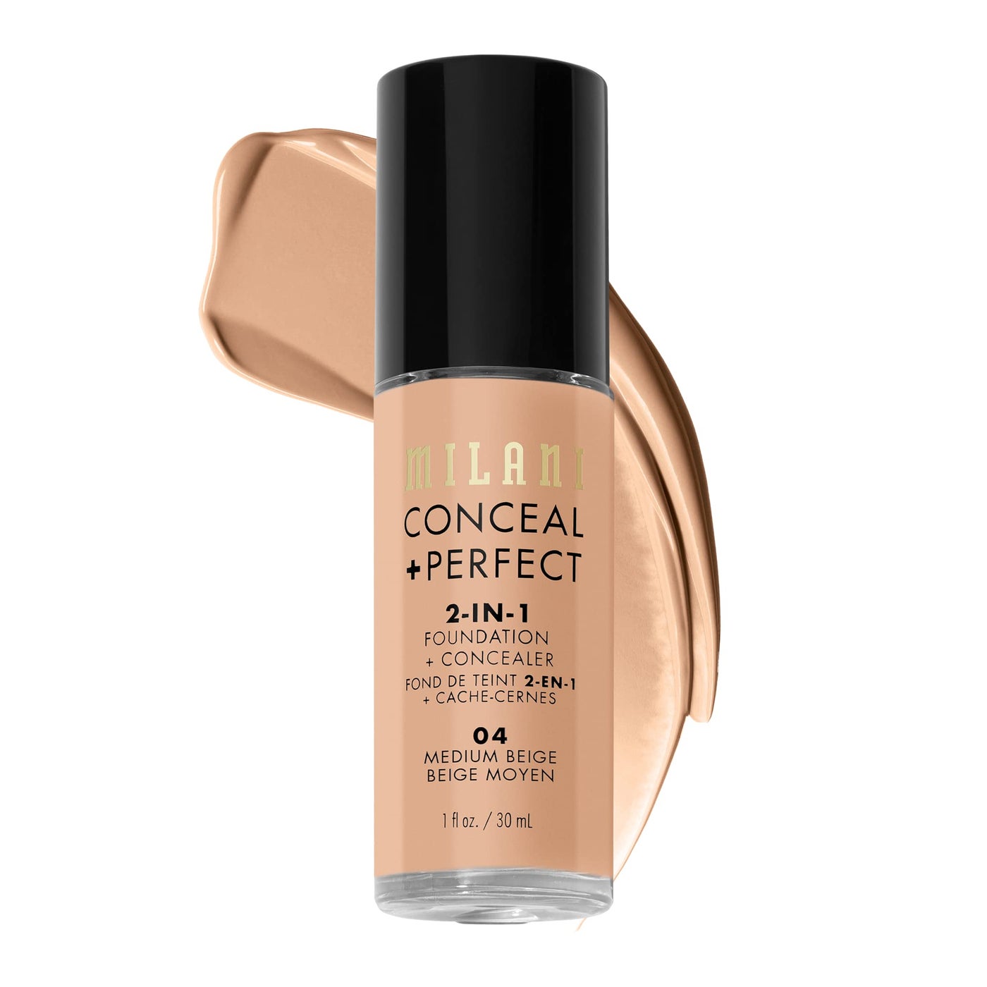 Milani Conceal Perfect 2in1 Foundation Concealer for a Flawless Complexion Under Eye Corrector Cover Redness and Imperfections Waterproof and Sweatproof Medium Beige