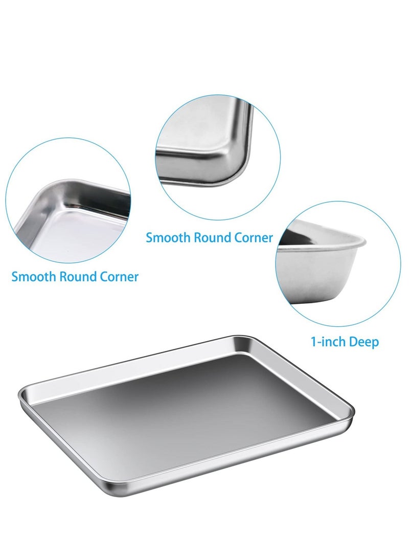 SYOSI صينية خبز مصنوعة من الفولاذ المقاوم للصدأ مع رف تبريد، سهلة التنظيف وآمنة للغسل في غسالة الأطباق، صواني للخبز/البسكويت/طبخ اللحم - 12 × 10 × 1 بوصة - Image 2