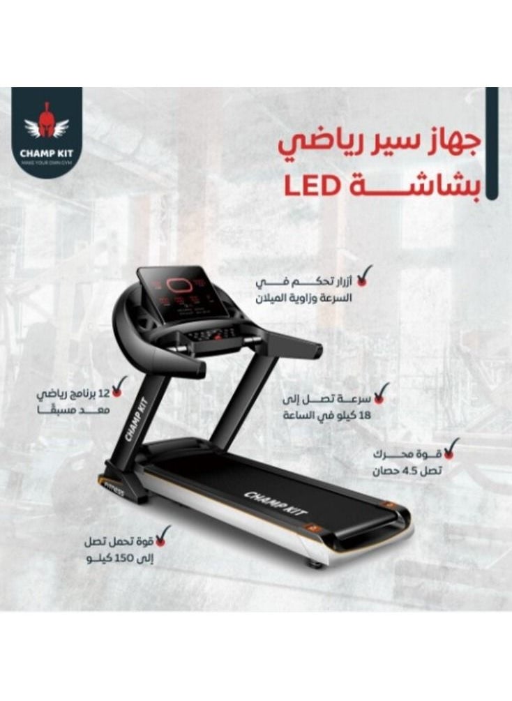 CHAMP KIT - CHAMPKIT Treadmill, Training programs with LED display, Suitable Smart Walking device for home, gym and office, Load Capacity up to 150kg - Image 1