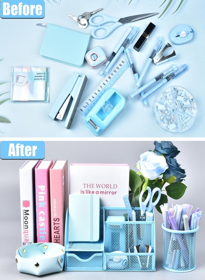 LXEVIHK Blue Desk Accessory, Office Supplies, Desk Organizer with Tape Dispenser, Stapler, Staple Remover and More, Elevate Your Workspace with Sky Blue Tranquility - Image 3