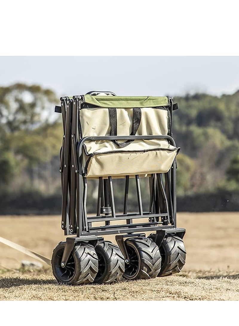 Portable Folding All-Terrain Utility Wagon – Heavy Duty Beach, Camping & Garden Cart with Telescopic Adjustable Handle, 360º Rotating Rubber Wheels, and 100KG Load Capacity – Durable & Compact Outdoor Trolley - Image 4