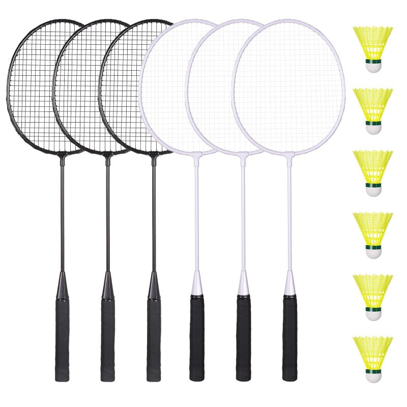 AboveGenius Badminton Rackets Set with 6 Shuttlecocks Lightweight Badminton Set of 6 for Outdoor Backyard Games Racquets with Durability for Beginners and Casual Players