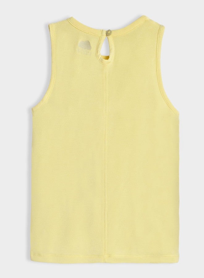 Mi Arcus Yellow Sleeveless T Shirt Tank Top for Baby Girls Kids 3-4 Years - Image 3