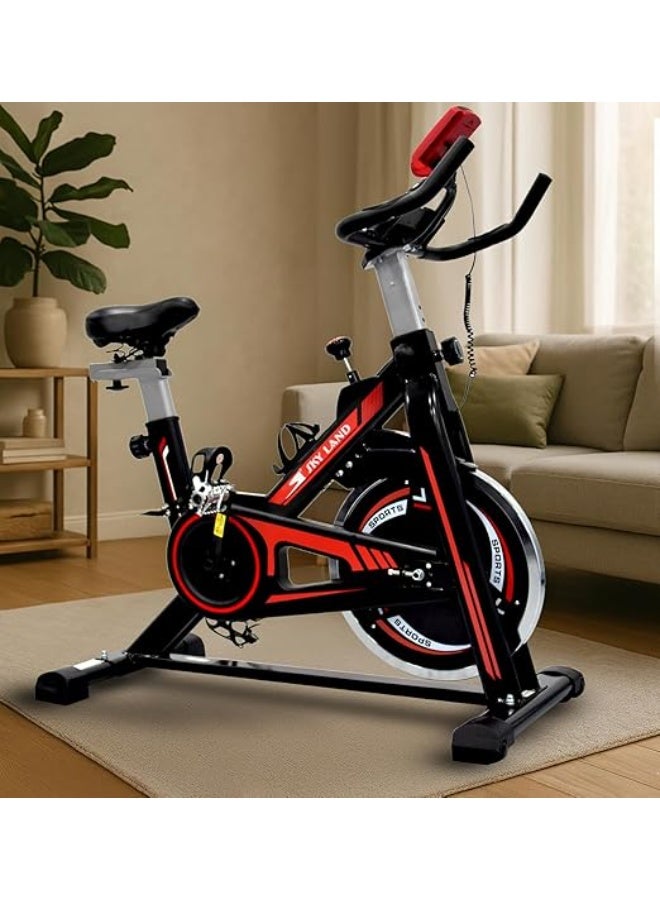 Bike For Home Cardio And Strength Training Workouts With Height Adjustable And Water Bottle Holder, Exercise Bike, Red - Image 2