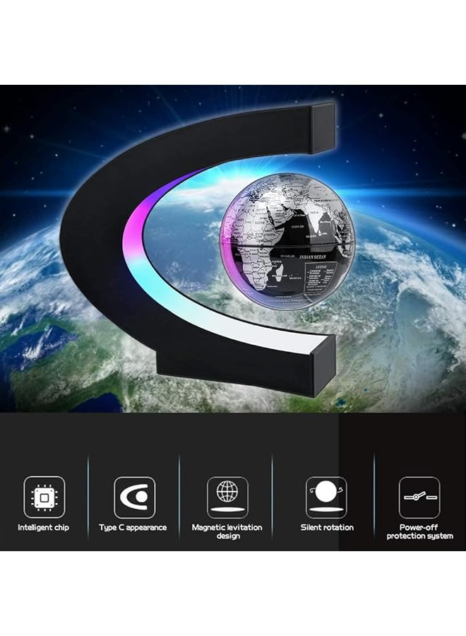 Magnetic Levitation Floating World Map Globe With Led Light Cool Gadgets Decor Fixture Floating Globes And Shade Antigravity Cool Tech Gifts For Home Office Desk Decoration And Teaching Black