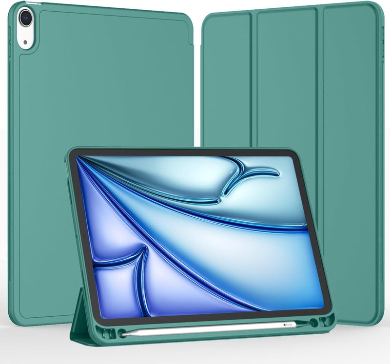 iMieet iPad Air 11 Inch Case M3(2025) / M2 (2024), iPad Air 5th/4th Generation Case 2022/2020 10.9 Inch with Pencil Holder,Trifold Stand Smart Case with Soft TPU Back(Forest Green) - Image 5