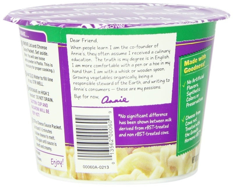 Annie's Organic White Cheddar Macaroni and Cheese, Microwavable Cup, 2.01 oz (Pack of 12) - Image 2